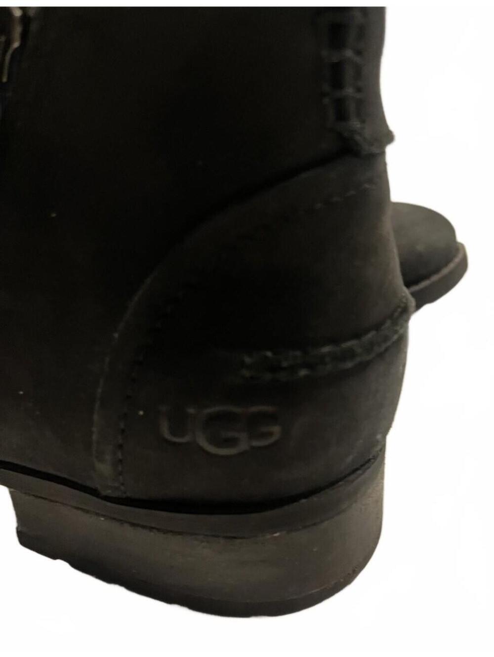 UGG Aureo II Black Nubuck Leather Ankle Zip Boots Women USA Size 7.5 EUR 38.5 - Picture 7 of 9